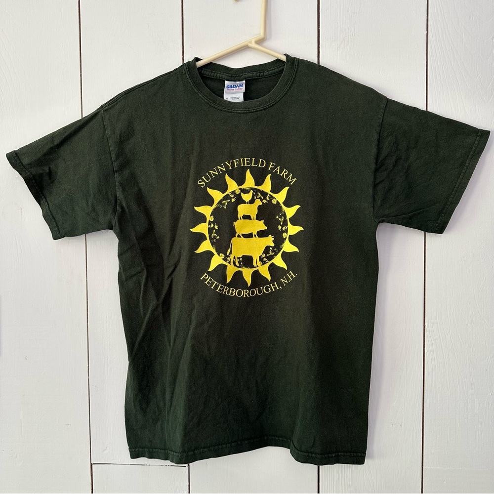 Sunnyfield Farm I Work For Food Town Musicians of Bremen T-Shirt M Green Yellow